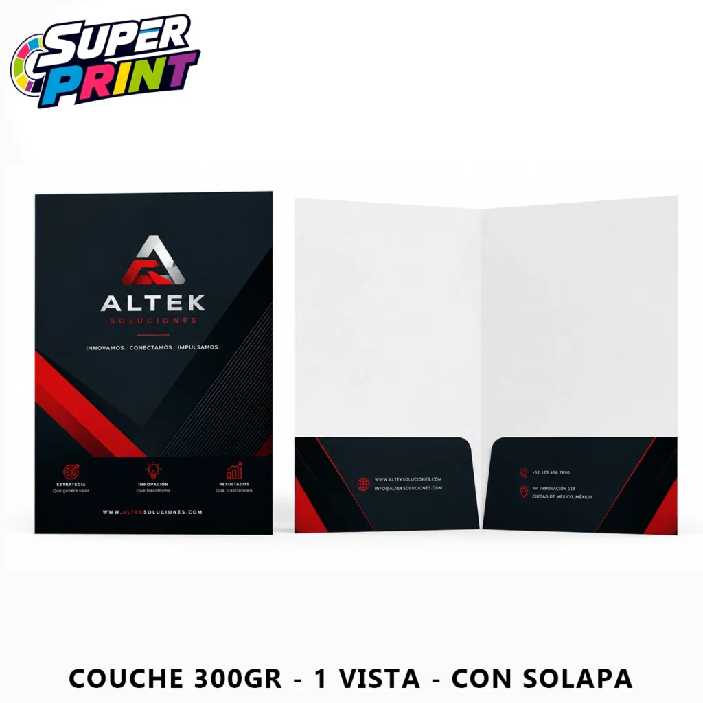 FOLDER COUCHE 300GR 1 VISTA CON SOLAPA Folder Impreso Tamaño Carta